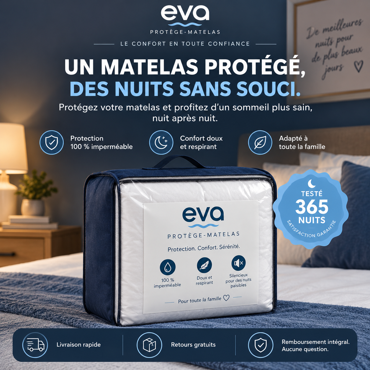 Protège-matelas anti-fuites Sérénité Éva™